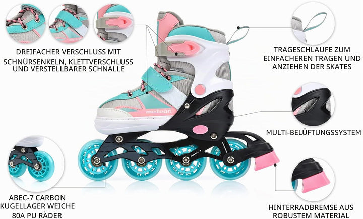 meteor® Inliner Rollen Inline Skates Mädchen und Jungen Inliner Kinder Inline Skates ABEC7 Rollen in