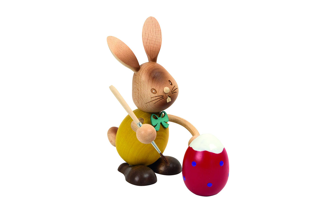 Drechslerei Kuhnert - Osterdekoration / Osterhase - Stupsi Hase "Eiermaler" - 12cm - aus Holz - Made