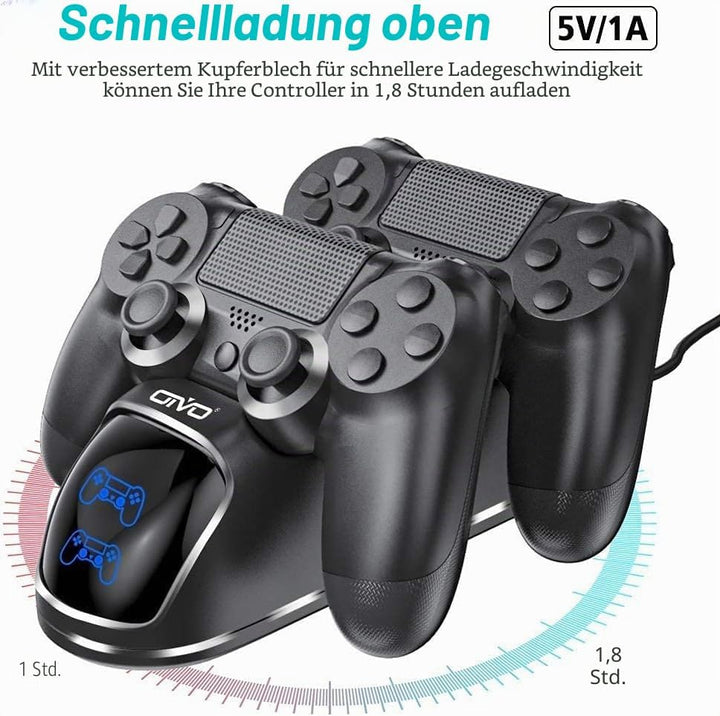 PS4 Controller Ladestation, Playstation 4 Controller Ladestation mit 1,8 Stunden Ladechip, PS4 Charg