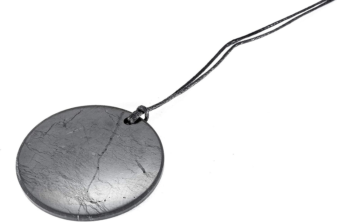 KASHU Edelstein Schungit direkt aus Karelien: 3 x Anhänger "Disc", 50 mm