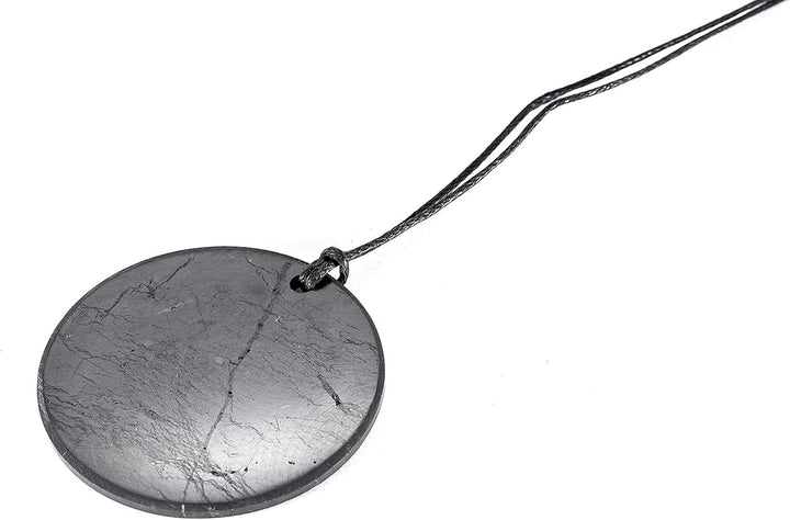 KASHU Edelstein Schungit direkt aus Karelien: 3 x Anhänger "Disc", 50 mm