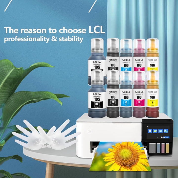 LCL 105 106 Tinte kompatibel für EcoTank 105 106 Tintenflasche Multipack für Epson EcoTank L7160 L71