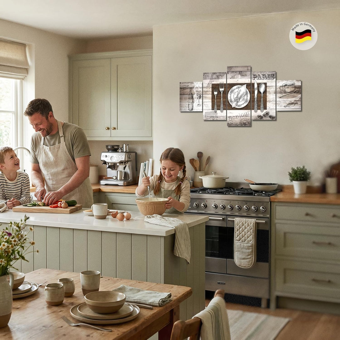 Runa Art Wandbilder Küche Abstrakt 5 Teilig Bild auf Vlies Leinwand Deko Esszimmer Küchenbilder Kaff