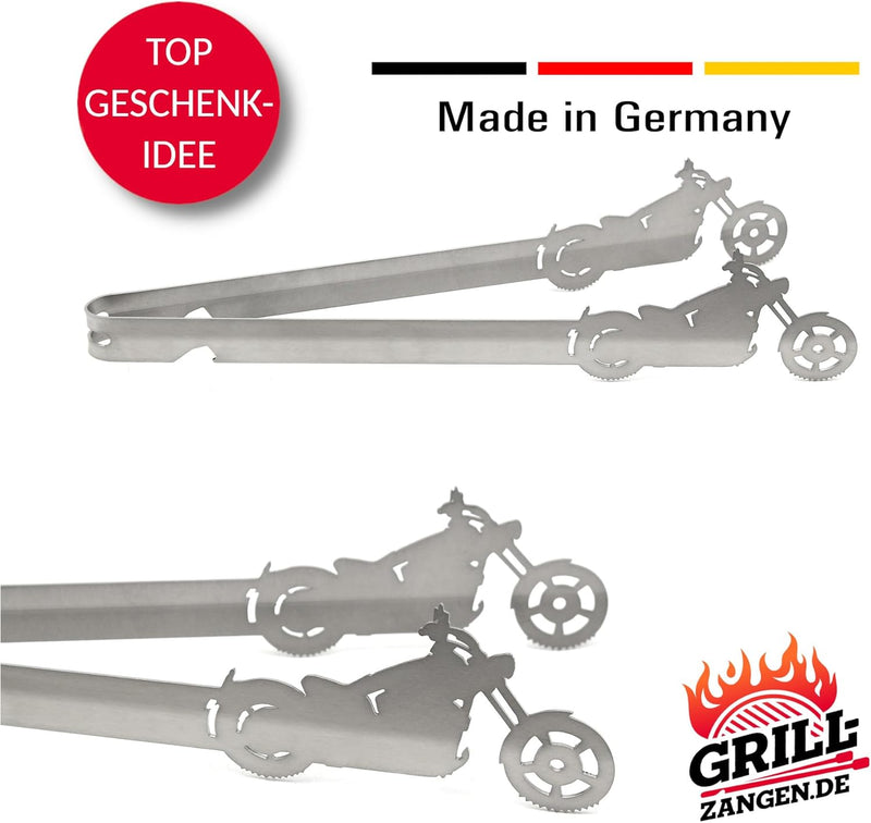 Grillzange Motiv Chopper, spülmaschinengeeignet, Geschenkidee, Männergeschenk, Geschenk Motorradfahr