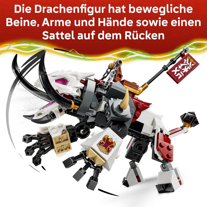 LEGO NINJAGO Zilvar auf seinem Drachentier Grimtak - Ninja Spielzeug mit Actionfigur, 3 Minifiguren