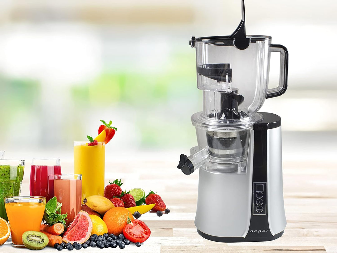 Beper 90.422 Vertikalentsafter - Slow Juicer, Silber