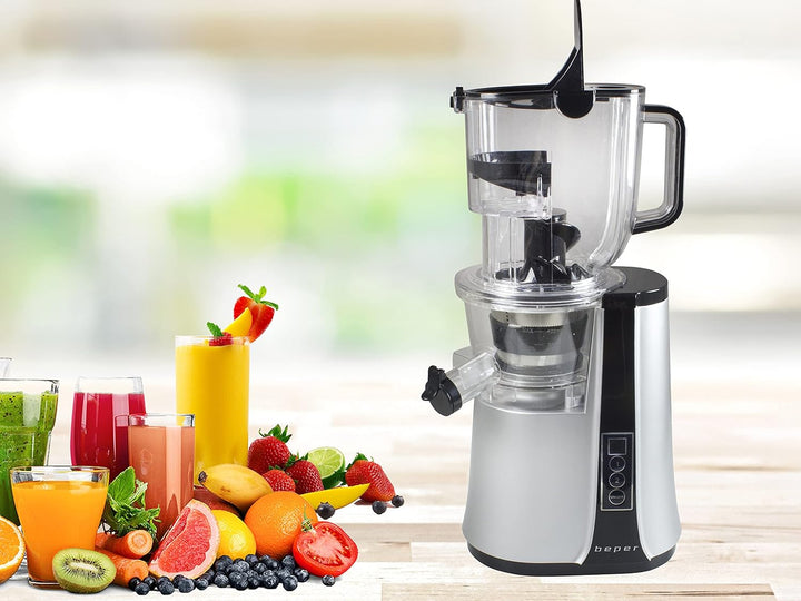 Beper 90.422 Vertikalentsafter - Slow Juicer, Silber