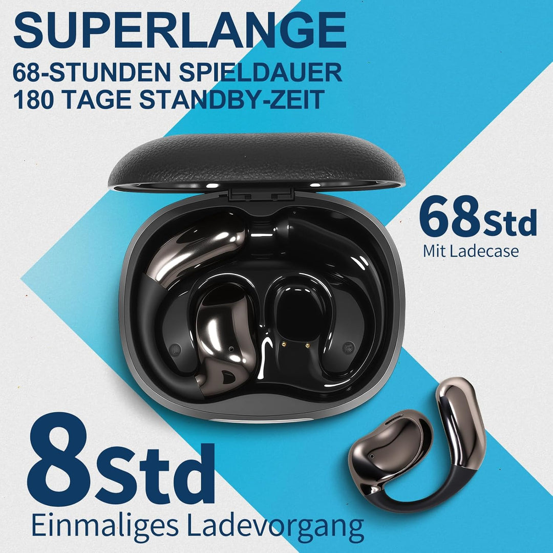 Open Ear Kopfhörer, Offene Ohrhörer mit Touchscreen, Bluetooth 5.4, Drahtlose Kopfhörer mit Ohrbügel