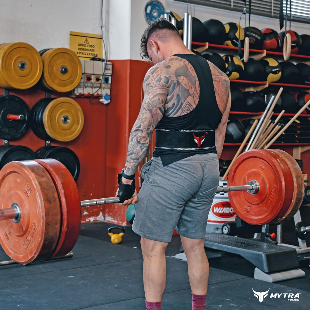 Mytra Fusion gewichthebergürtel 100% Echtes Leder Weightlifting Belt weisse Schnalle, Lifting Belt f