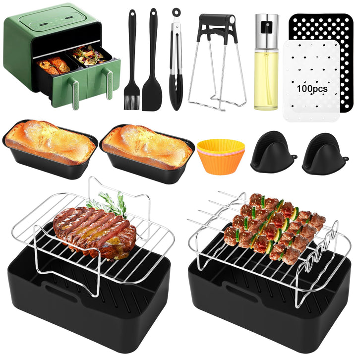 Heissluftfritteuse Zubehör Set von 15, Grillrost, Kuchen Brotform für AF300EU AF400EU SL400EU Double