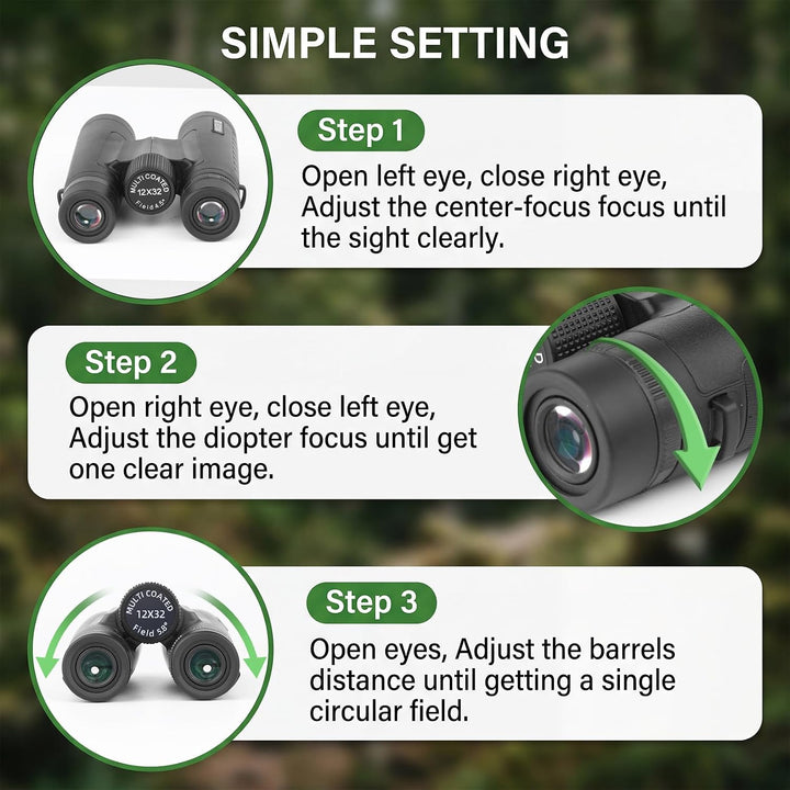 12x32 Fernglas für Erwachsene, professionelles HD-Fernglas mit BAK4-Dachkantprismen für Vogelbeobach