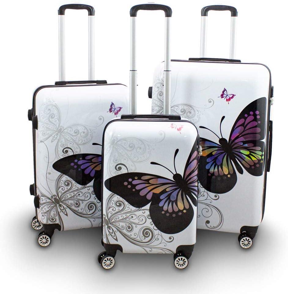 Berwin® Design Koffer Reisekoffer Trolley Hartschalenkoffer Polycarbonat mit 4 Rollen als Set (Butte
