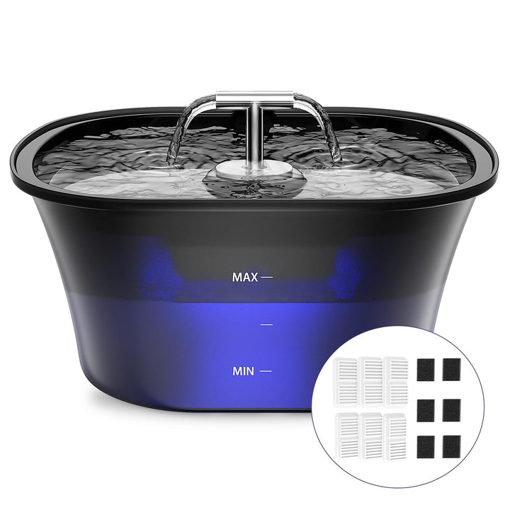 Katzenbrunnen, Trinkbrunnen für Katze 2,5L, Ultra leise Wasserbrunnen für Katzen, Eingebautes LED un