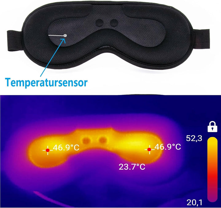 THERMRUP Beheizbare Augenmaske mit genauer Temperatureinstellung 40 bis 50°C, Wohltuende Ferninfraro