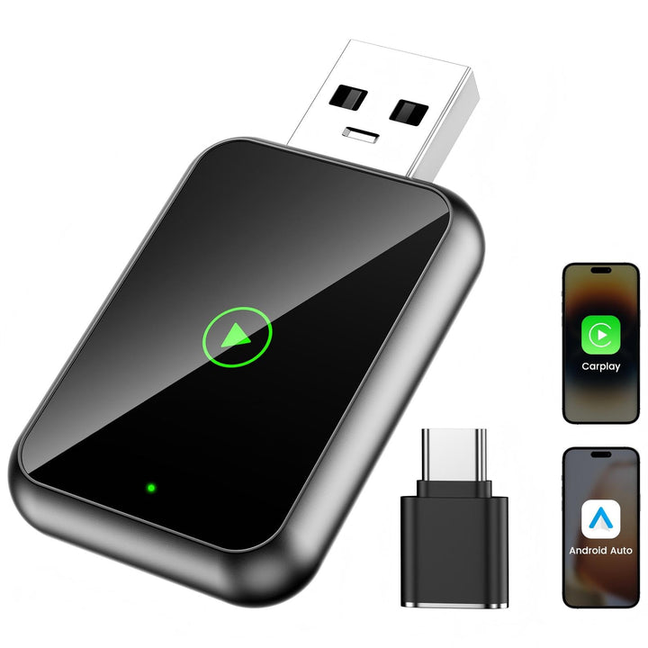 Mini 2 in 1 CarPlay Wireless Adapter, Android Auto Wireless Adapter, Plug & Play, USB-A/C, Schnelle