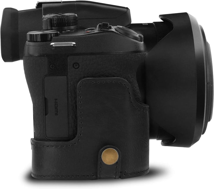 MegaGear MG1678 Ever Ready Leder Kameratasche mit Trageriemen kompatibel mit Leica V-Lux 5, Panasoni