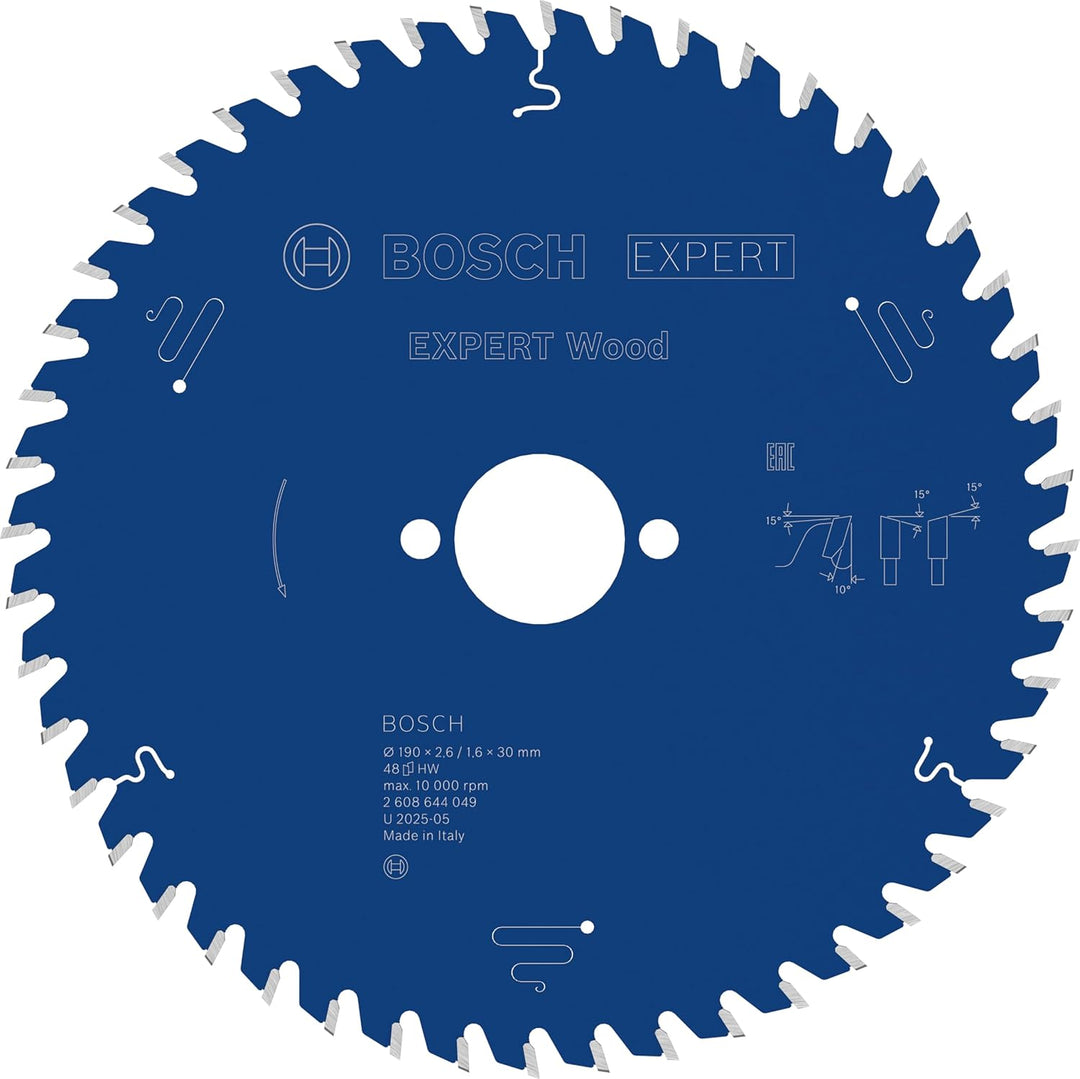 Bosch Professional 1x Kreissägeblatt Expert for Wood (Holz, Sägeblatt Ø 190 x 30 x 2,6 mm, 48 Zähne,
