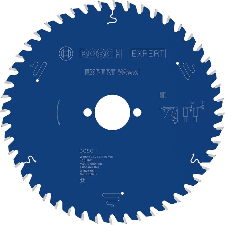 Bosch Professional 1x Kreissägeblatt Expert for Wood (Holz, Sägeblatt Ø 190 x 30 x 2,6 mm, 48 Zähne,