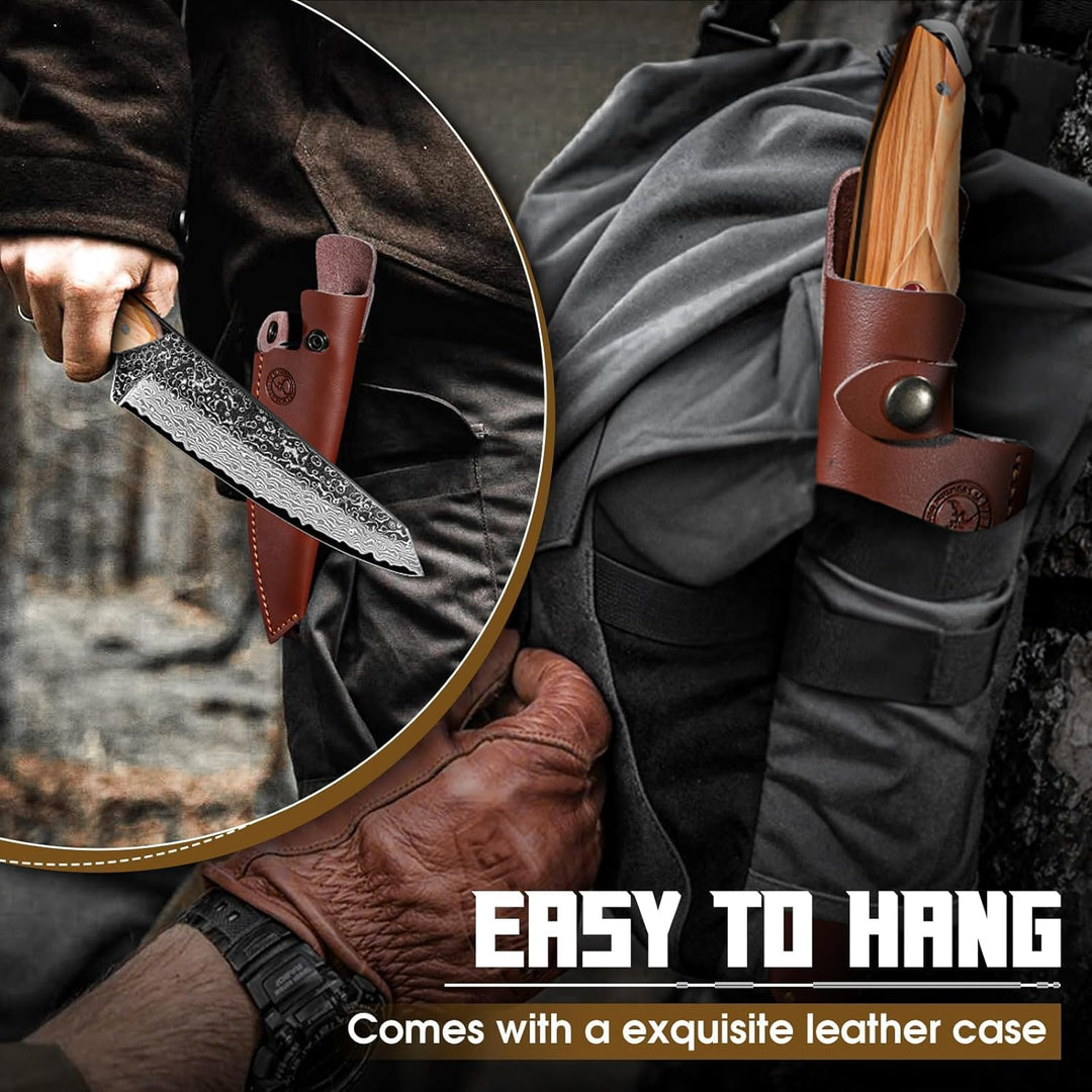 TAN REN Damastmesser, Kochmesser profi Messer, Damast Küchenmesser mit Geschenkbox, Handgeschmiedete