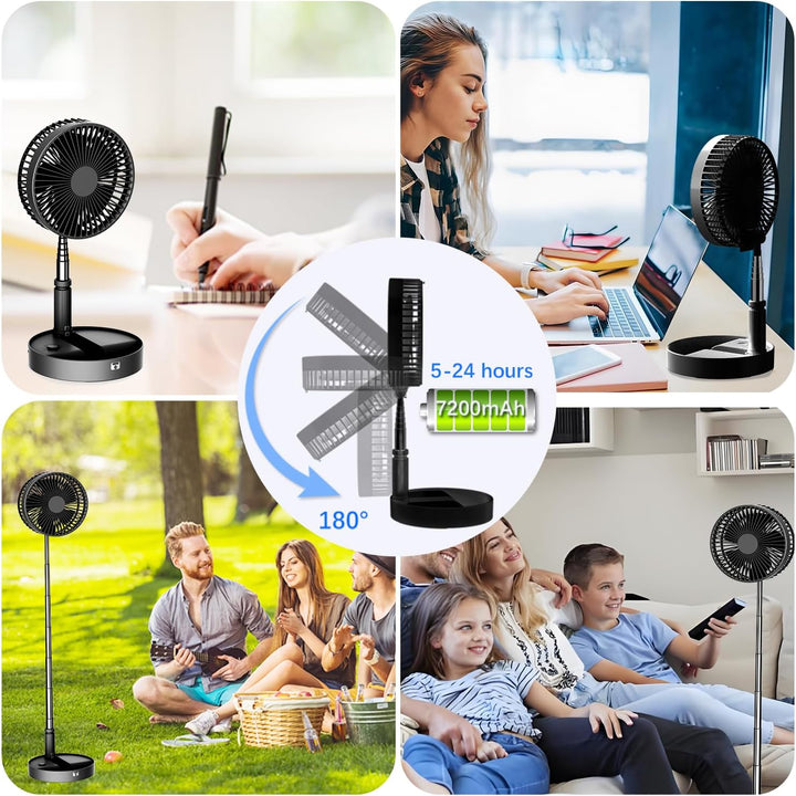 UNITEDTIME Tragbarer Ventilator Faltbares Wiederaufladbares [Fernbedienung] Batteriebetriebene Folda
