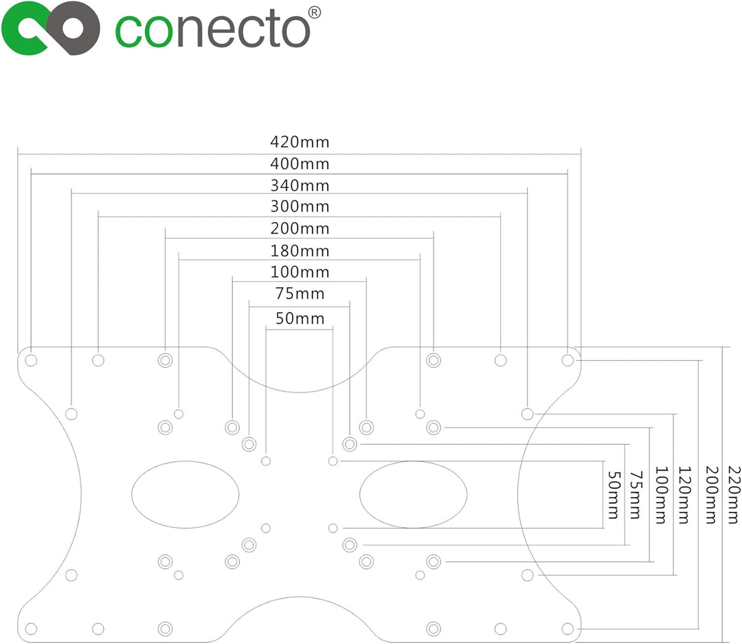 conecto VESA-Adapter, Adapter-Platte, universal geeignet, VESA 50x50 bis 400x200, 1-teilig, schwarz,