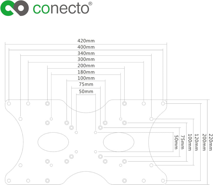 conecto VESA-Adapter, Adapter-Platte, universal geeignet, VESA 50x50 bis 400x200, 1-teilig, schwarz,