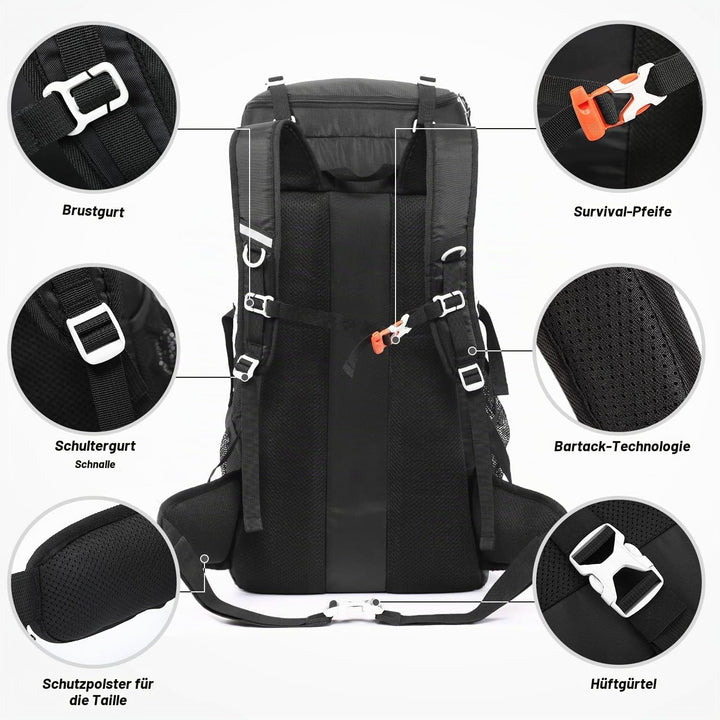 HOMIEE Wanderrucksack 50L, Herren Damen Wasserdichter Trekkingrucksack Reiserucksack Outdoor Wandern