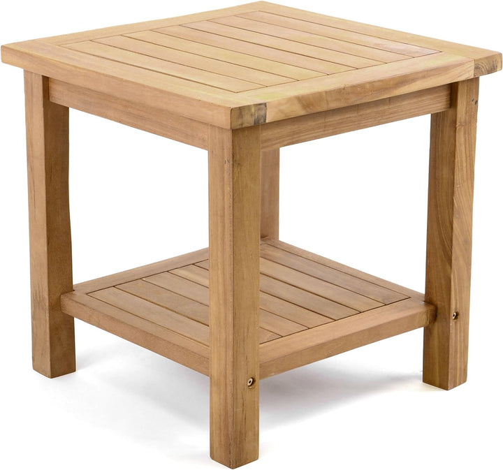 Divero Beistelltisch Blumen Hocker Balkontisch Teak Holz Tisch für Bad Terrasse Balkon Garten – wett