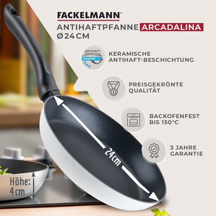 Fackelmann Bratpfanne Arcadalina 24cm - Antihaft-Pfanne aus 90% recyceltem Aluminium und Keramik-Bes