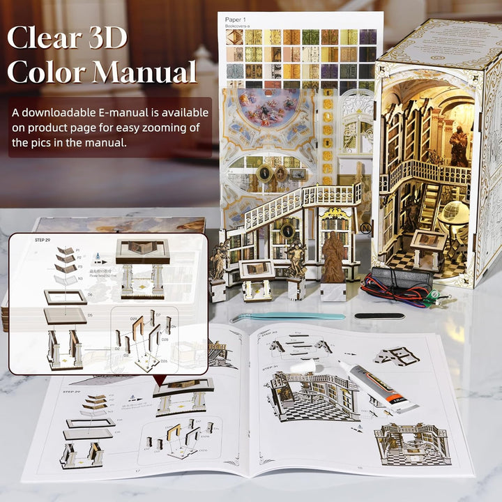 Book Nook Kit - Miniatur-DIY - Puppenhaus - 3D-Holzpuzzle - Buchstütze - Bücherregal - Dekoration mi