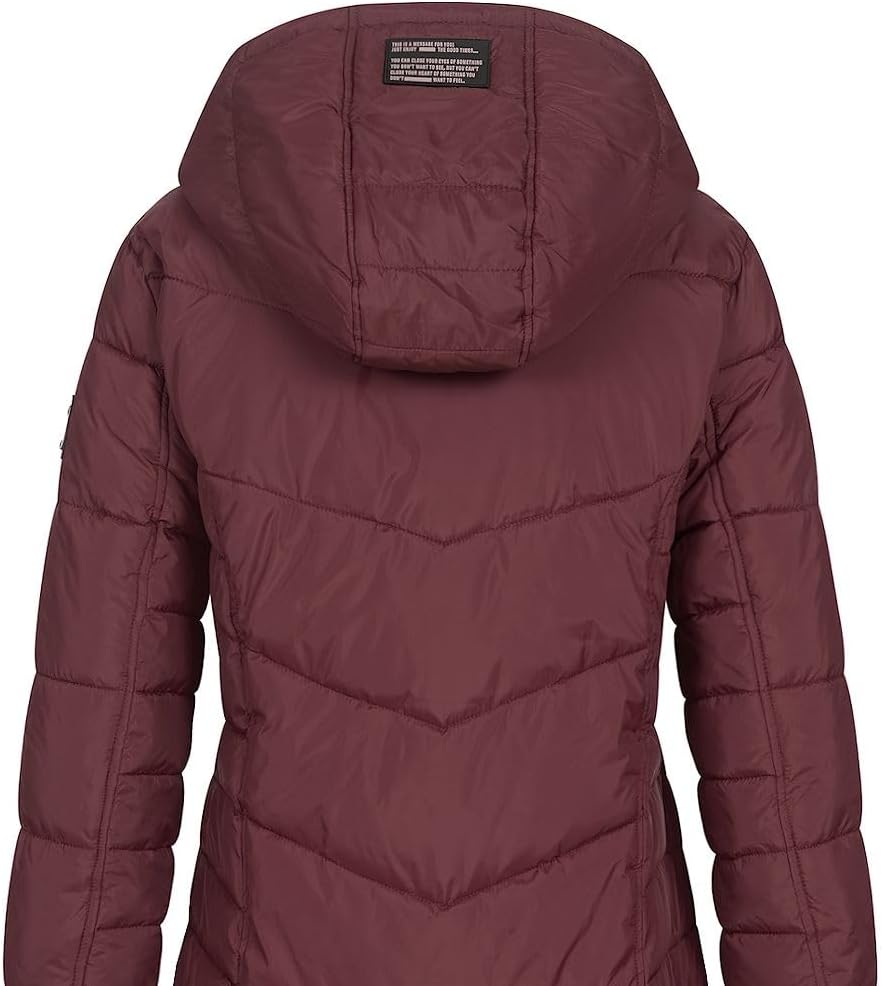 Sublevel Damen Jacke Steppmantel LSL-412 mit gefütterter Kapuze L Wine Red, L Wine Red