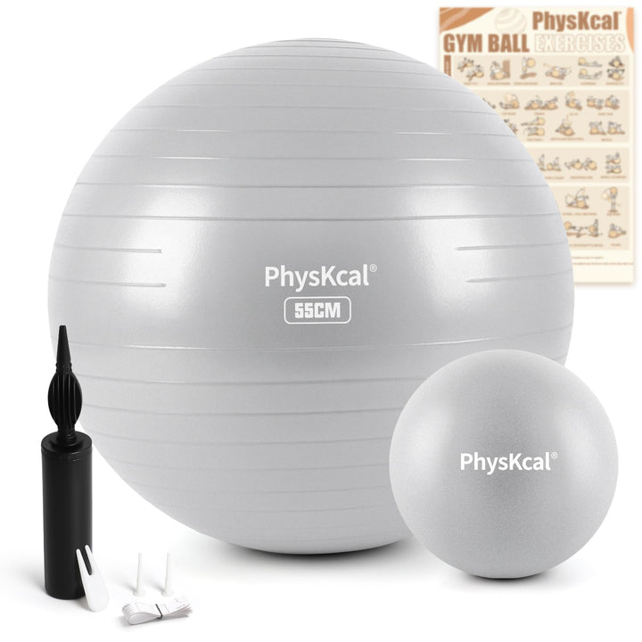 PhysKcal Gymnastikball und 23 cm Pilatesball Set, Anti Burst Gymnastikball, Anti-Rutsch-Sitzball, Ba