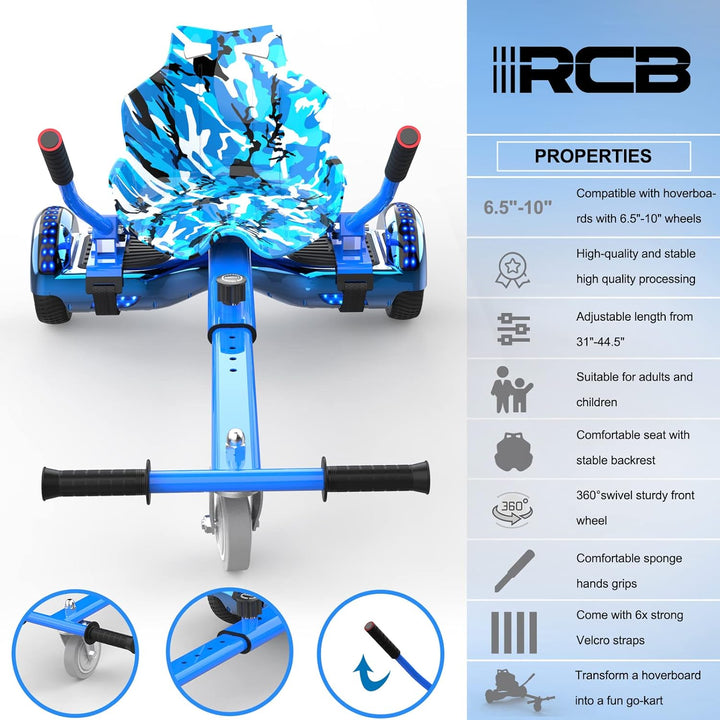 RCB Hoverboard Sitz, Go-Kart Zubehör für Hoverboards, Hoverboard mit Sitz passend für Aller 6.5"-10"