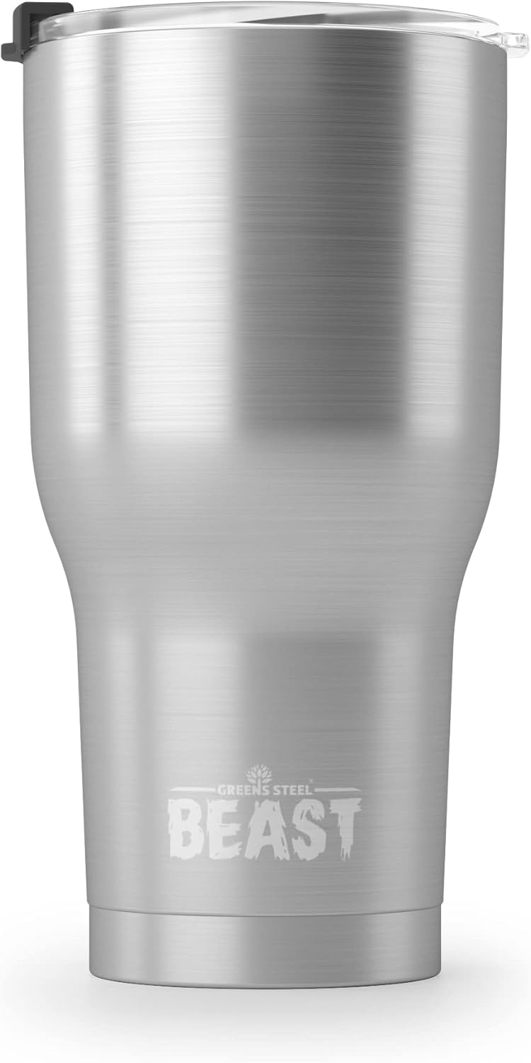 Beast Thermobecher 900 ml - Silber I Mehrweg Thermo Kaffeebecher To Go mit 2 Strohhalmen & Reinigung
