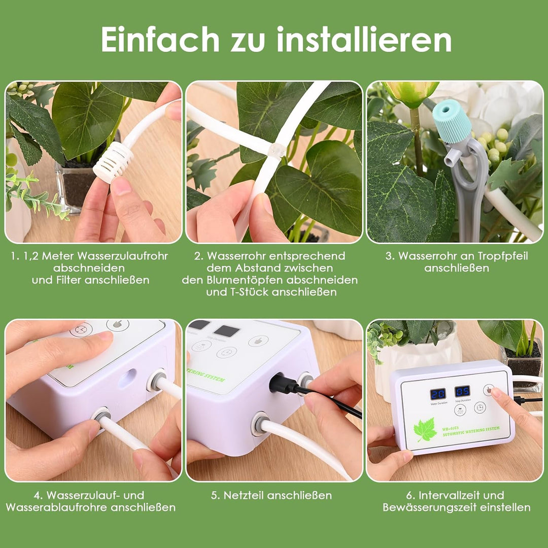 Automatisches Bewässerungssystem Indoor,GuKKK DIY Tropfbewässerungsset Gesteuert mit 12 m Schlauch,G