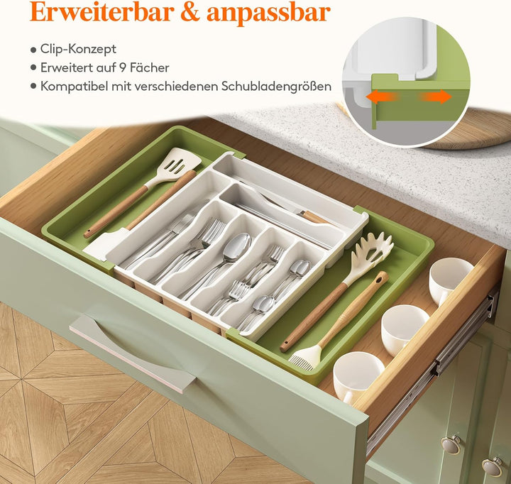 Lifewit Besteckkasten für Schubladen, erweiterbarer Besteckeinsatz für Küchenschubladen, verstellbar