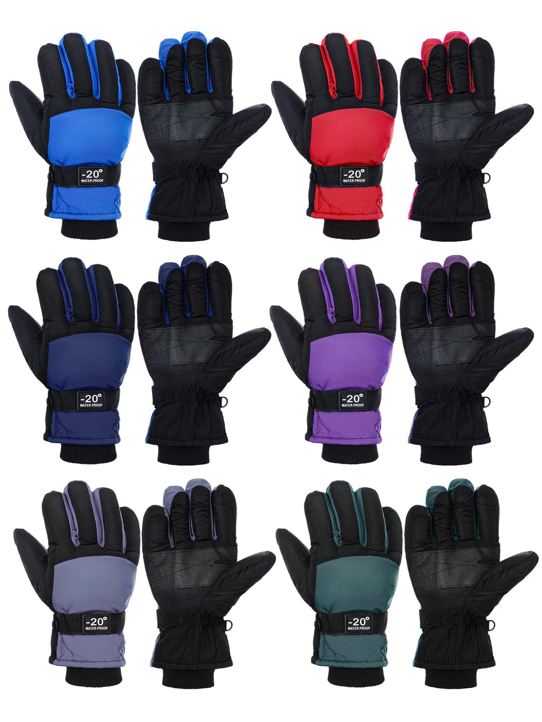 Bencailor 6 Paar Kinder Winter Handschuhe wasserdichte Kinder Ski Handschuhe Winddichte Warme Schnee