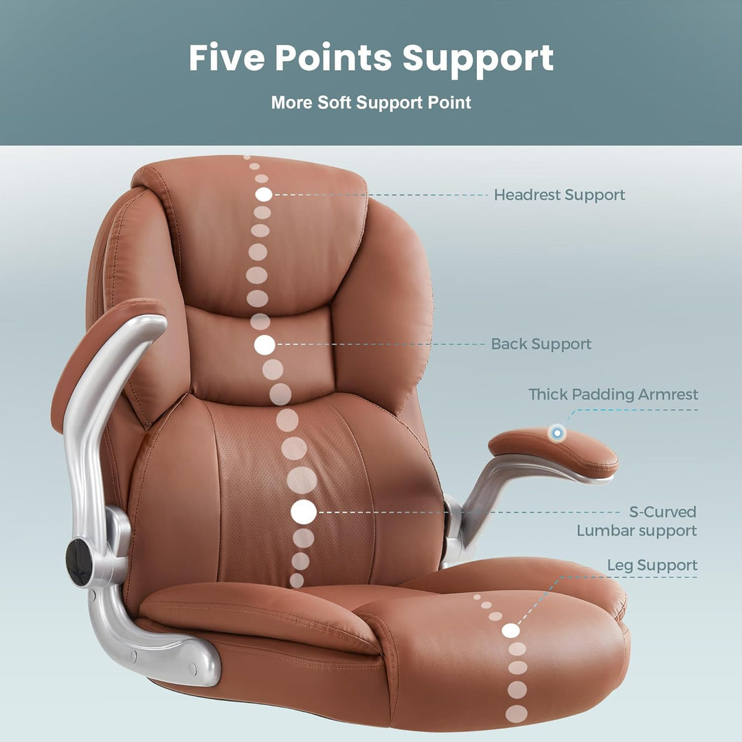 IWMH Bürostuhl Ergonomischer Schreibtischstuhl Chefsessel Drehstuhl mit hochklappbarer Armlehne, höh