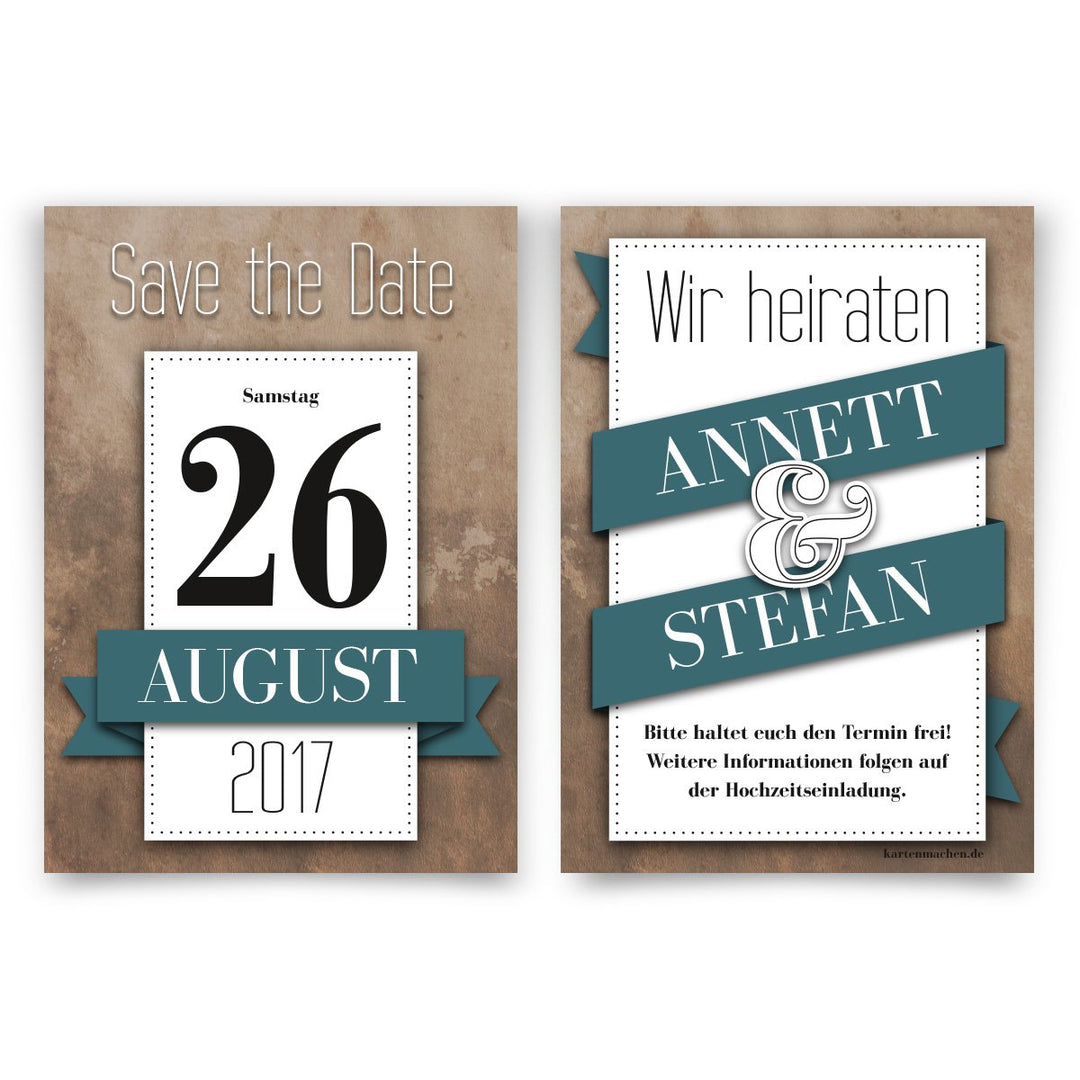 Save the Date Karten Hochzeit (40 Stück) - Kalenderdatum - Hochzeitskarten, 40