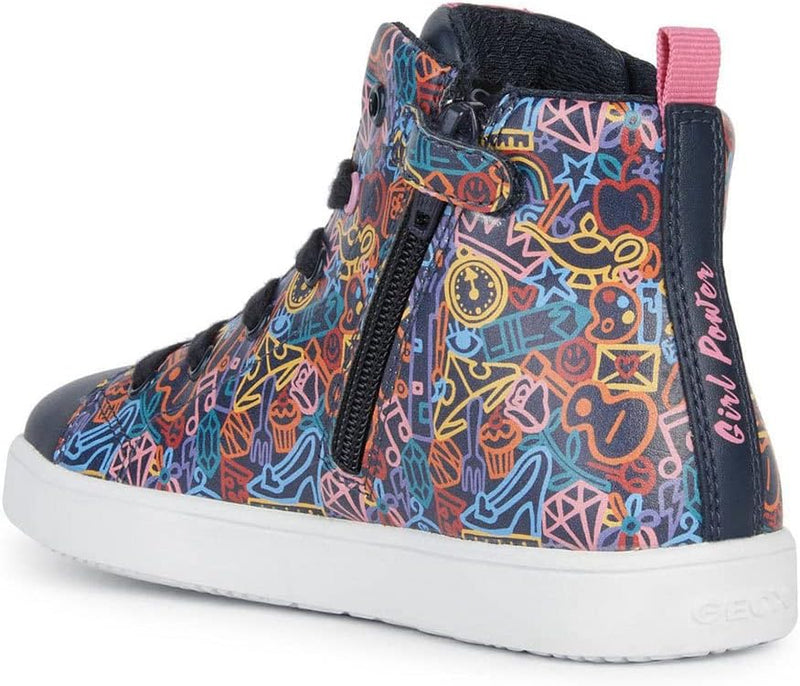 Geox Mädchen J Kathe Girl H Sneakers, Navy Fuchsia