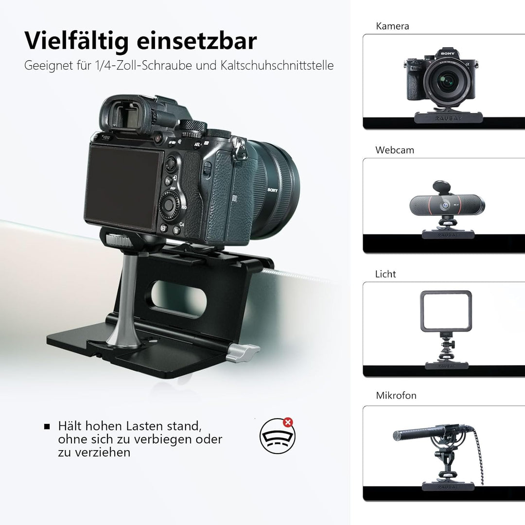 RAUBAY 【CM02】 Monitor-Kamera-Halterungsständer, hängende Webcam-Klemme mit 1/4-Zoll-Schraube, MILC-M
