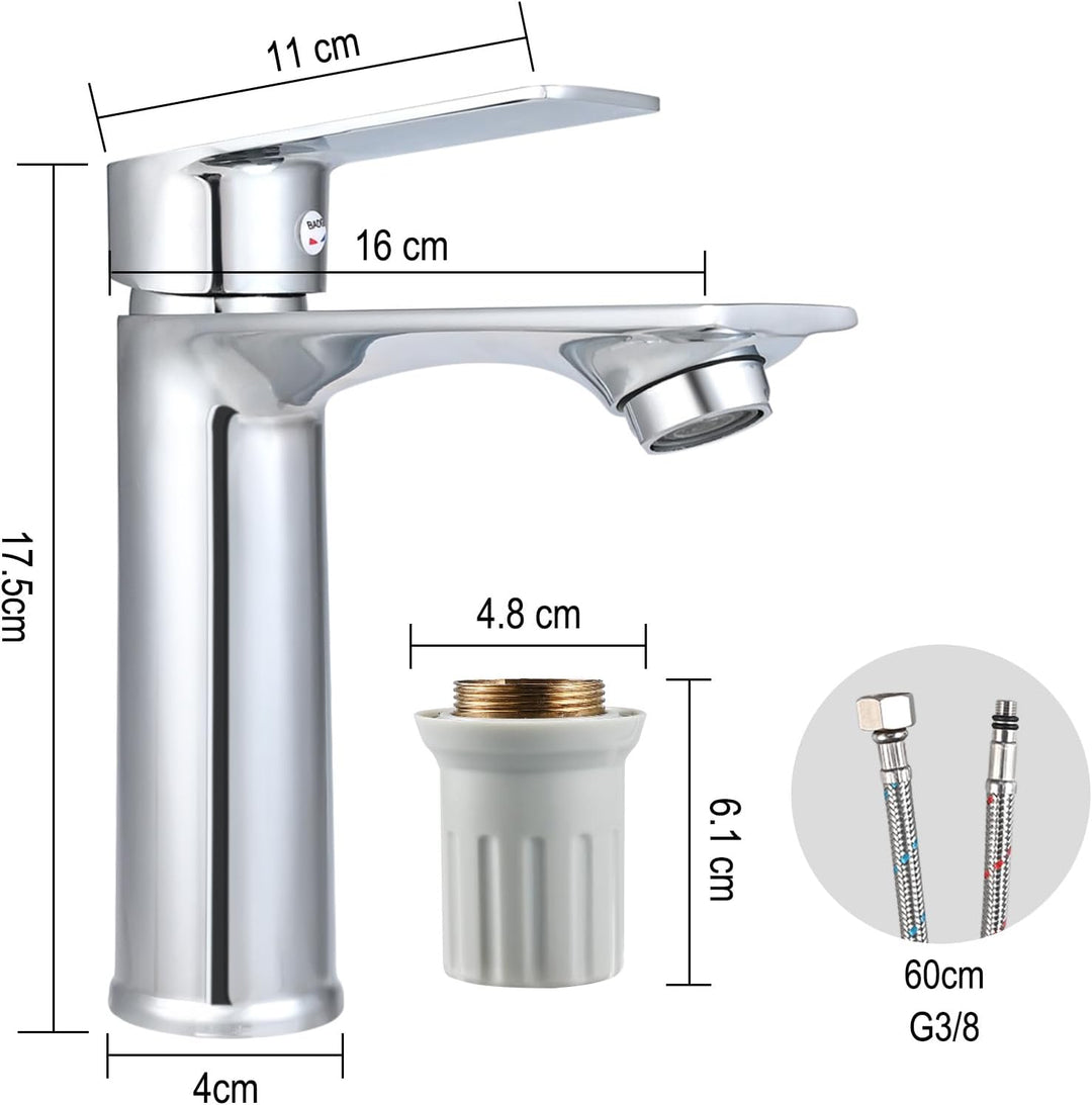 Cieex Wasserhahn Bad Wasserhahn Waschbecken Wasserhahn mit Anschlussschläuchen Waschbecken Chrom Was