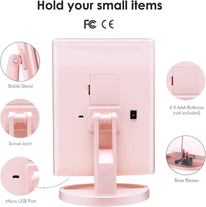 WEILY beleuchteter Kosmetikspiegel 1x / 2X / 3X Vergrösserungs-Trifold mit 36 LED-Lichtern, Touchscr
