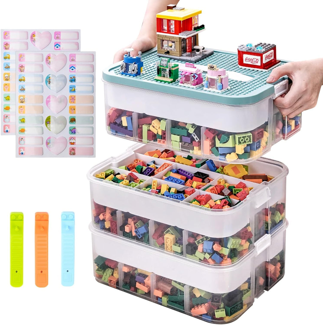 Aufbewahrungsbox Bausteine Aufbewahrungsbox mit Deckel,Kunststoff Sortierboxen Spielzeug Transparent