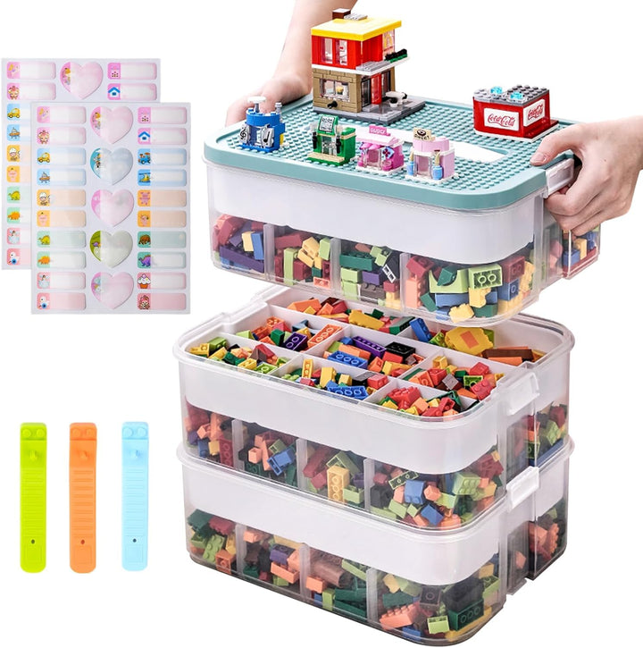 Aufbewahrungsbox Bausteine Aufbewahrungsbox mit Deckel,Kunststoff Sortierboxen Spielzeug Transparent