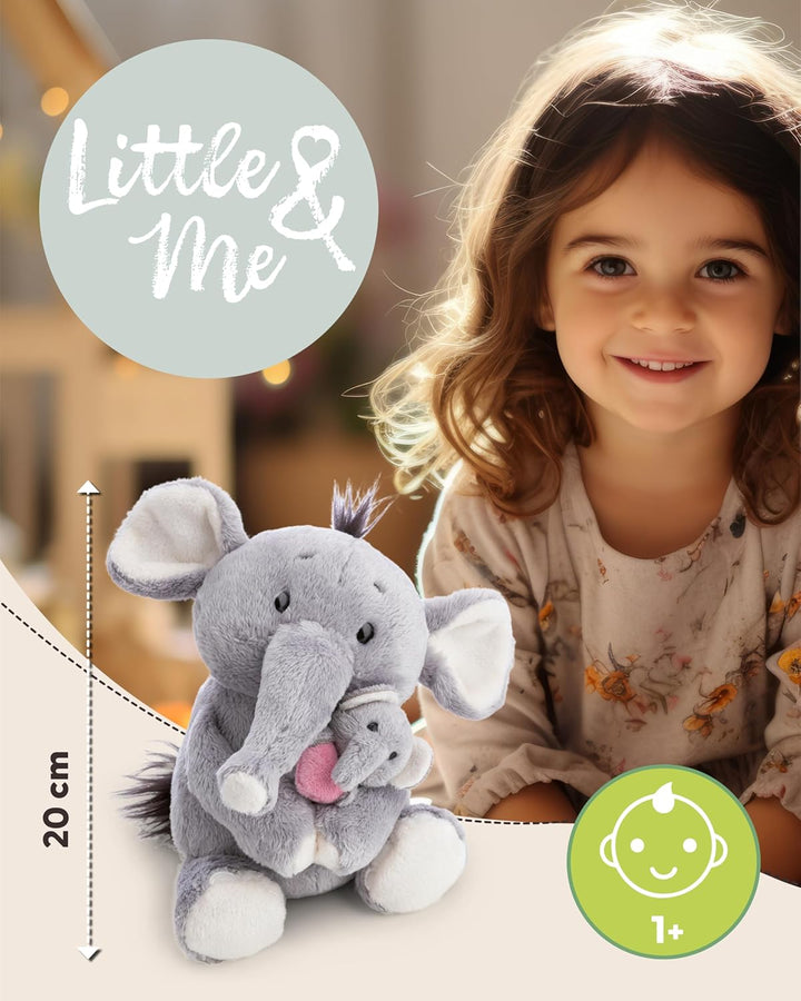 NICI Kuscheltier Elefant 20cm mit Elefantenkind 6cm - grau - Stofftier aus weichem Plüsch, niedliche