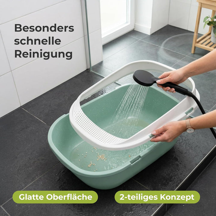 XXL Katzentoilette Schale 65 cm Agave mit Rand und Schaufel, agave