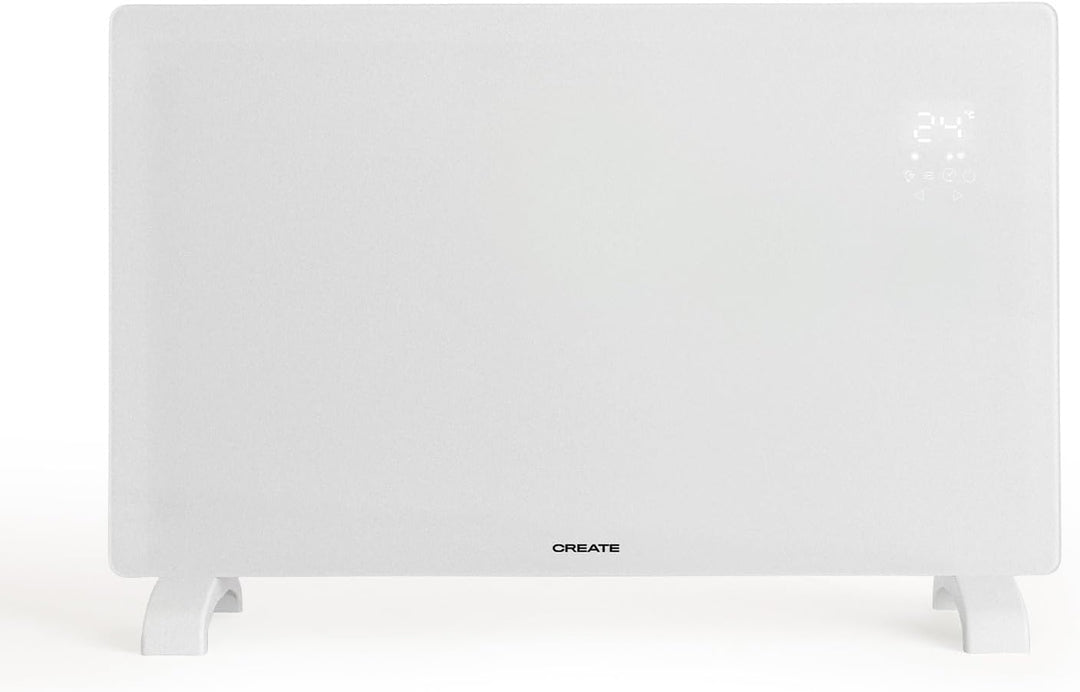 CREATE/WARM CRYSTAL 2000 W/Elektrischer Konvektor aus Glas mit WiFi weiss/LED-Touchscreen, 2 Leistun