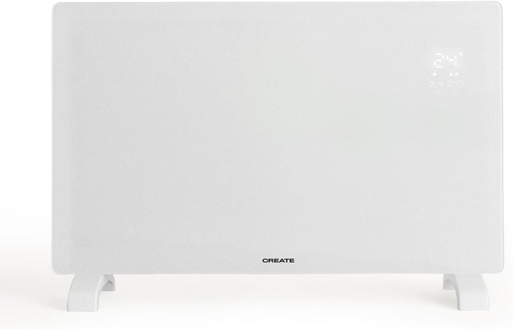 CREATE/WARM CRYSTAL 2000 W/Elektrischer Konvektor aus Glas mit WiFi weiss/LED-Touchscreen, 2 Leistun