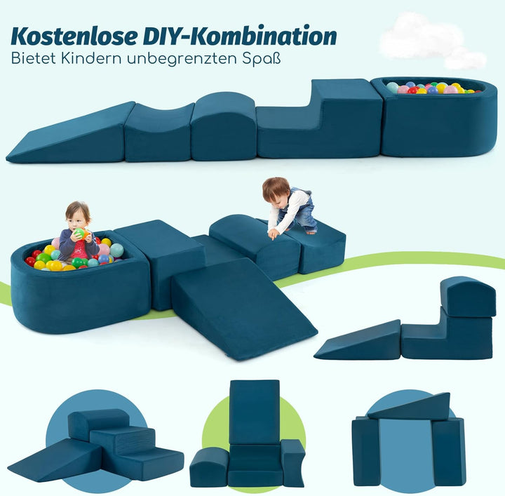 COSTWAY 5 TLG. Schaumstoffbausteine, Riesenbausteine mit Bällebad, Grossbausteine zum Toben und Klet